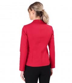 Elastic cotton office jacket with contrasting decorative stitching