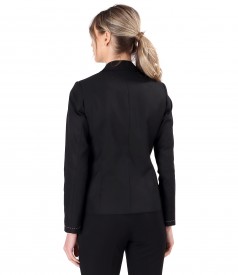 Elastic cotton office jacket with contrasting decorative stitching