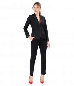 Womens office suit with elastic cotton jacket with decorative stitching