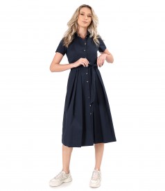 Elastic cotton shirt dress