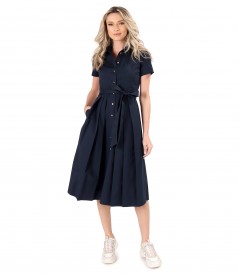 Elastic cotton shirt dress