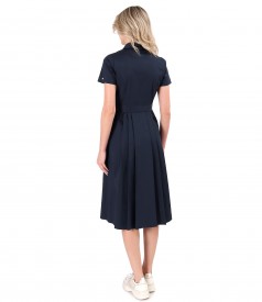 Elastic cotton shirt dress