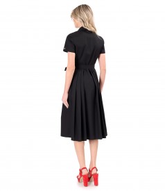 Elastic cotton shirt dress