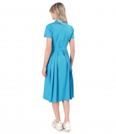 Elastic cotton shirt dress