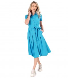 Elastic cotton shirt dress