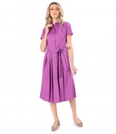 Elastic cotton shirt dress