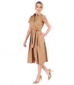 Elastic cotton shirt dress