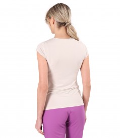 Elastic jersey t-shirt with folds