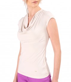 Elastic jersey t-shirt with folds