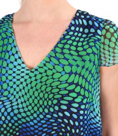 Elegant veil blouse printed with geometric motifs