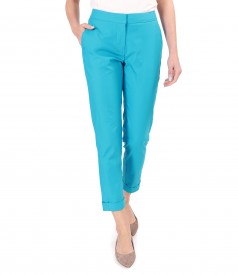 Elastic cotton pants with front pockets