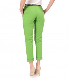 Elastic cotton pants with front pockets