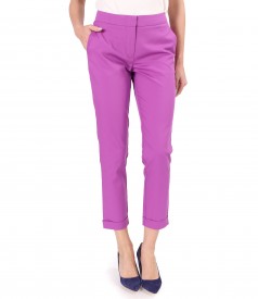 Elastic cotton pants with front pockets