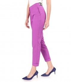 Elastic cotton pants with front pockets