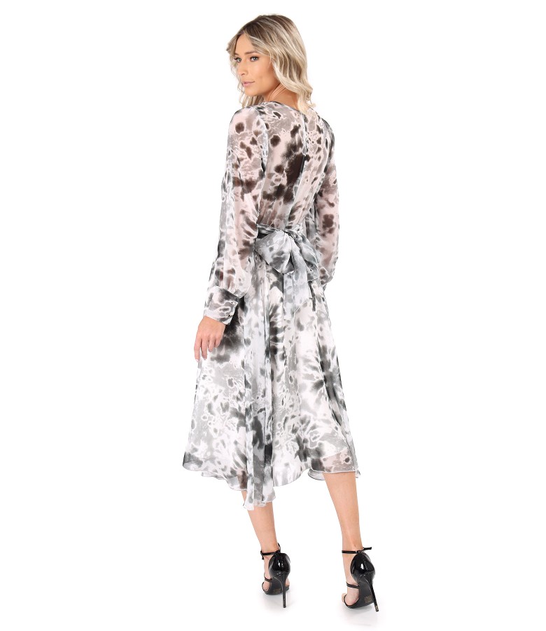 Veil dress with belt scarf at the waist
