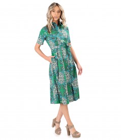 Elastic cotton shirt dress with paisley motifs