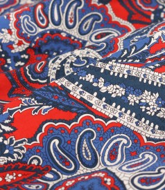 Elastic cotton shirt dress with paisley motifs