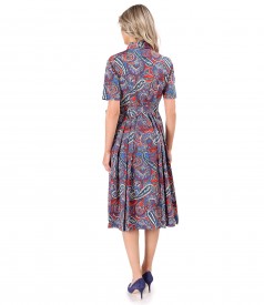 Elastic cotton shirt dress with paisley motifs