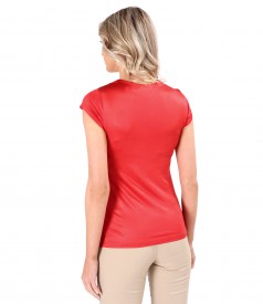 Elastic jersey blouse with folds