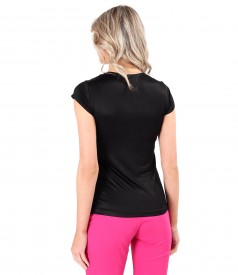 Elastic jersey blouse with folds