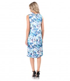 Natural silk dress printed with floral motifs