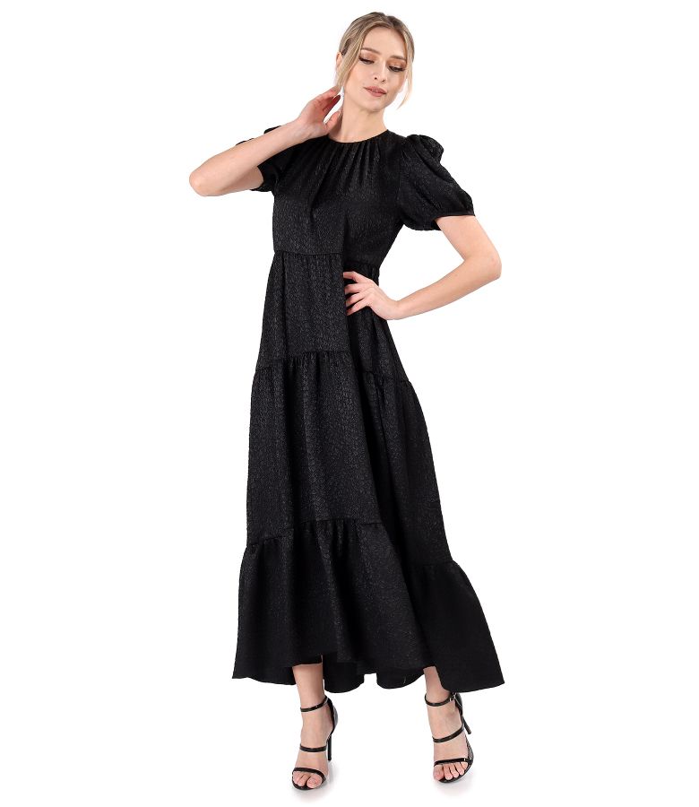 Long dress with asymmetric ruffles