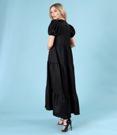 Long dress with asymmetric ruffles