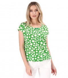 Viscose blouse printed with polka dots