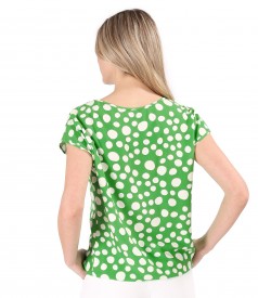 Viscose blouse printed with polka dots