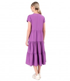 Midi viscose dress with ruffles