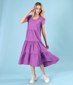 Midi viscose dress with ruffles