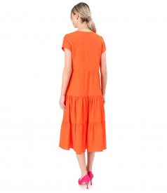 Midi viscose dress with ruffles