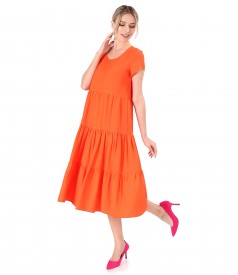 Midi viscose dress with ruffles