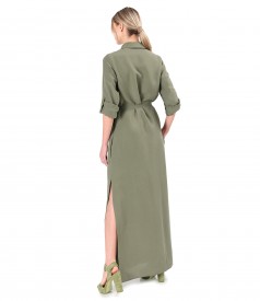 Long shirt-type dress made of Tencel with linen