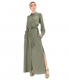 Long shirt-type dress made of Tencel with linen