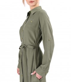 Long shirt-type dress made of Tencel with linen