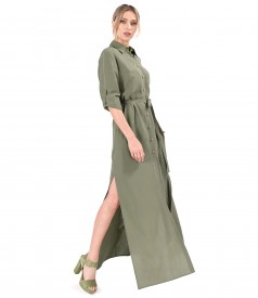 Long shirt-type dress made of Tencel with linen
