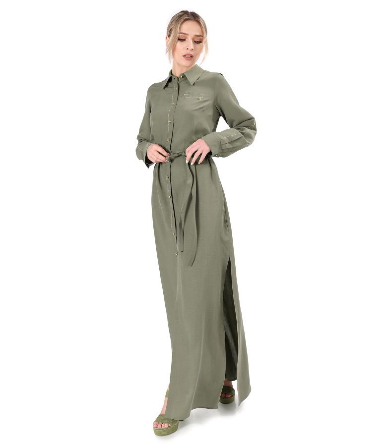 Long shirt-type dress made of Tencel with linen