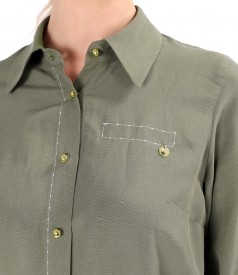 Long shirt-type dress made of Tencel with linen