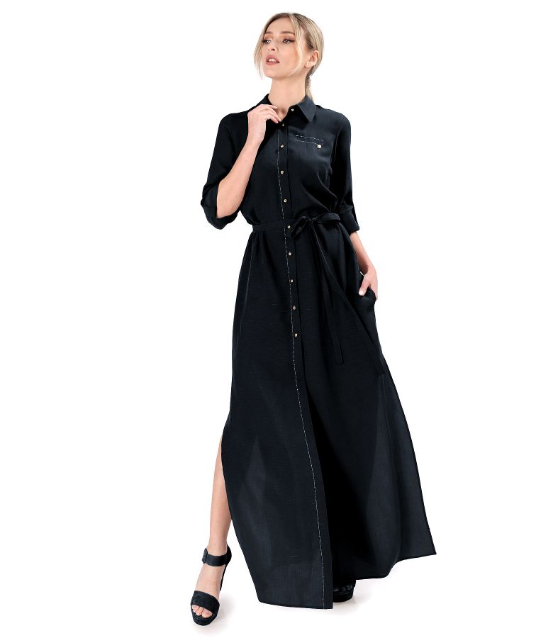 Long shirt-type dress made of Tencel with linen
