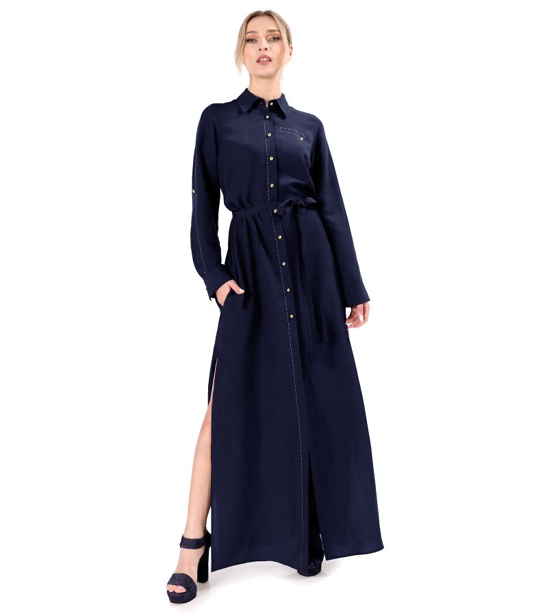 Long shirt-type dress made of Tencel with linen