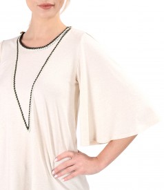 Elastic jersey blouse with wide 3/4 sleeves