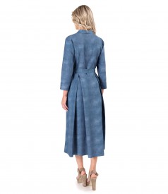 Shirt-type midi dress in viscose with linen