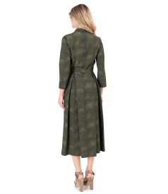 Shirt-type midi dress in viscose with linen