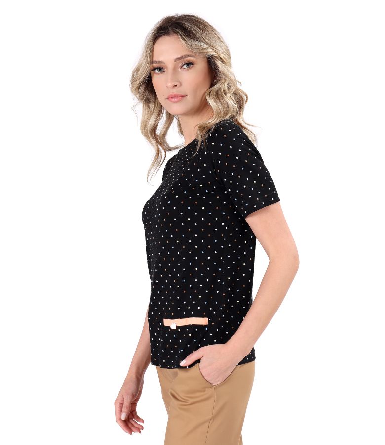 Printed elastic viscose jersey blouse