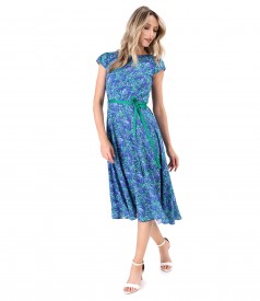 Elegant viscose dress printed with floral motifs