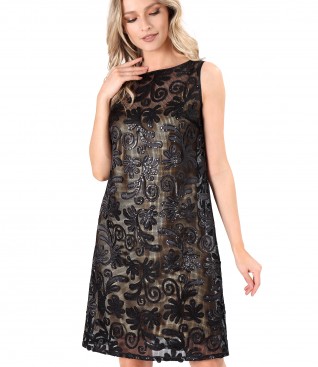 Lace evening dress with sequins