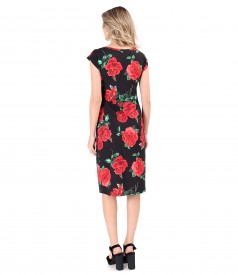 Elastic jersey dress with floral print