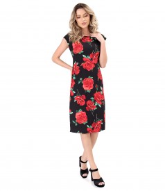 Elastic jersey dress with floral print