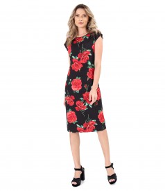 Elastic jersey dress with floral print